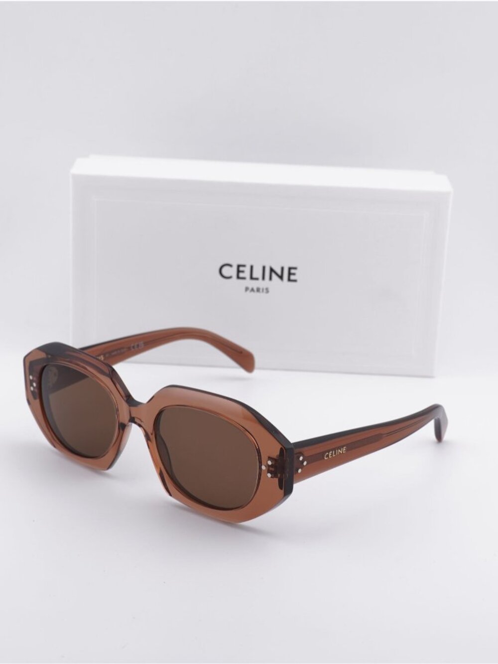 Celine CL40319I 48E Square Sunglasses - Shiny Brown / Brown